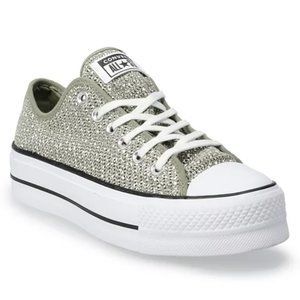 Converse Green Breathable Platform All Star Low Sneakers